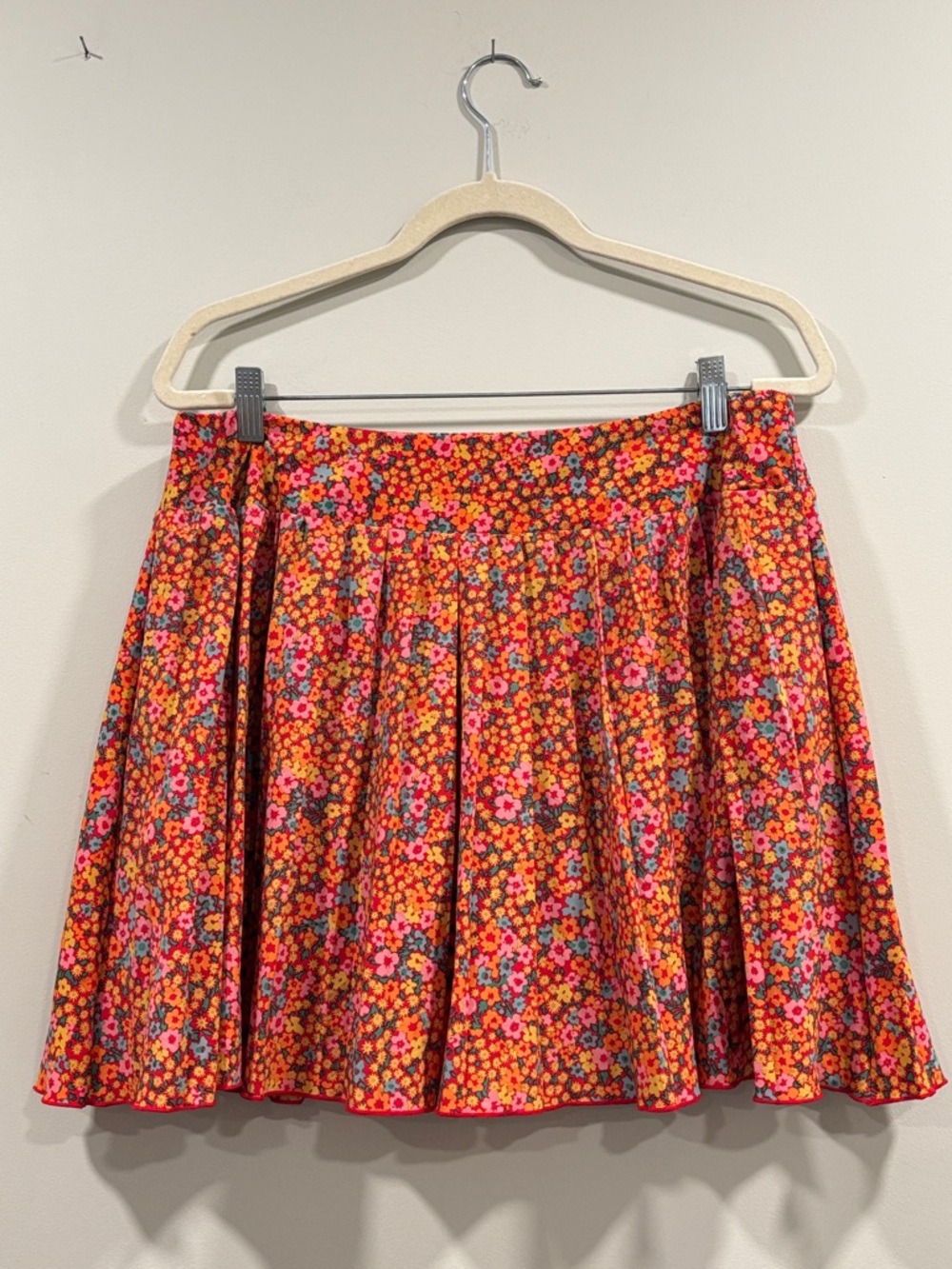 Toad&Co Sunkissed Recycled Polyester Pleated Skort in Orange, Pink Blue Floral